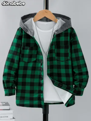 Boys Stylish Hooded Shirts Long Sleeve, FS