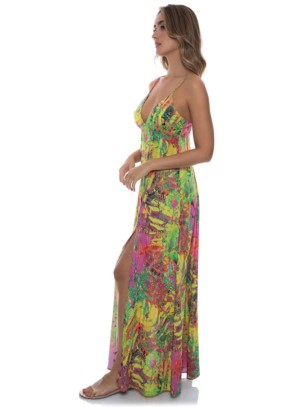 Bralette Side Slit Maxi Dress