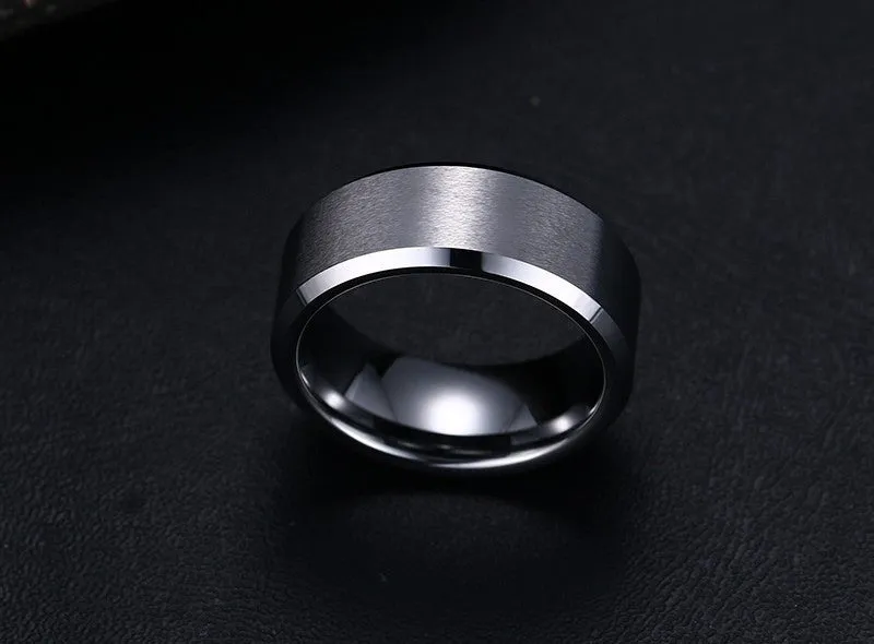 Brushed Clean Cut Tungsten Ring