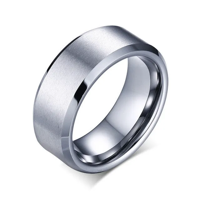 Brushed Clean Cut Tungsten Ring