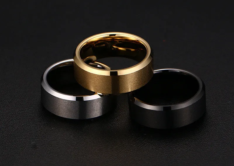 Brushed Clean Cut Tungsten Ring