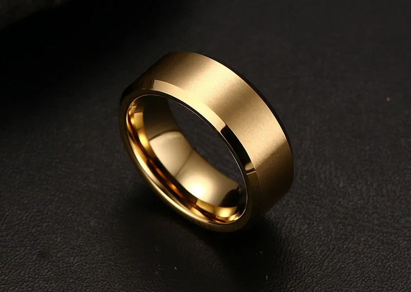 Brushed Clean Cut Tungsten Ring