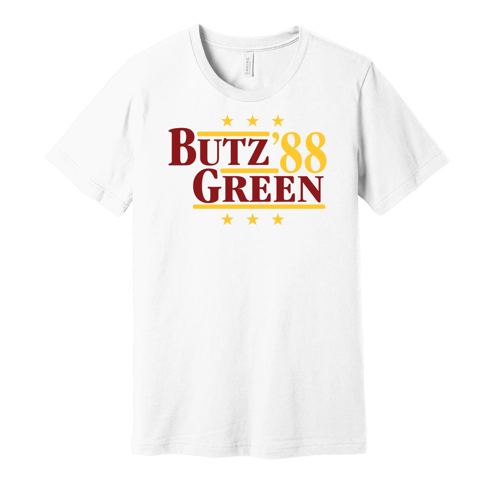 Butz & Green '88 - Washington Football Legends Political Campaign Parody T-Shirt - Hyper Than Hype Shirts