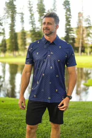 CA Statement Golf Shirt | Navy & Gold