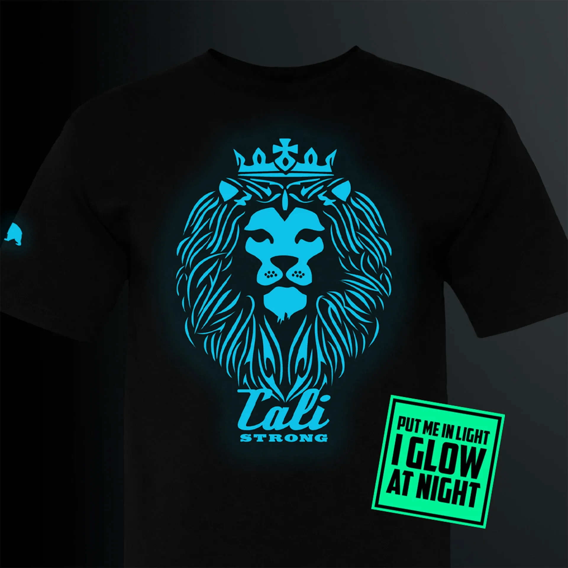 CALI Strong King Rasta Black T-shirt Glow in the Dark