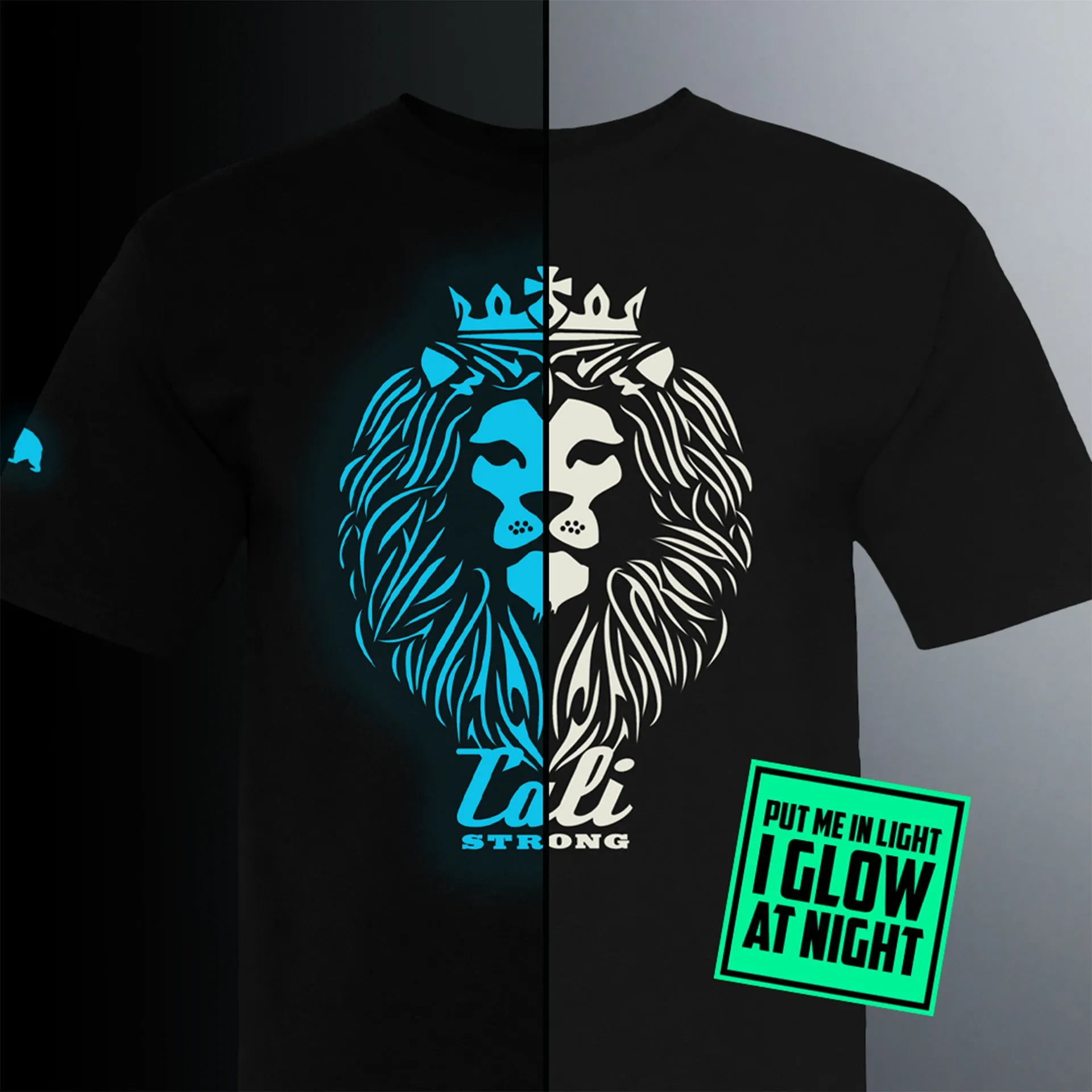 CALI Strong King Rasta Black T-shirt Glow in the Dark