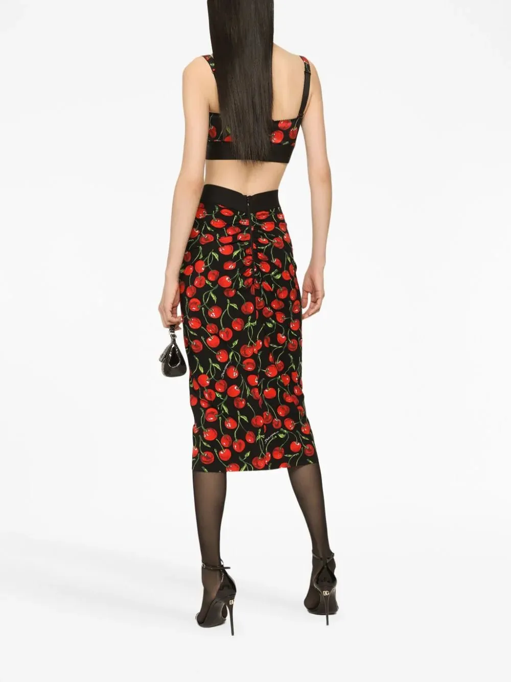 Cherry-Print Midi Pencil Skirt