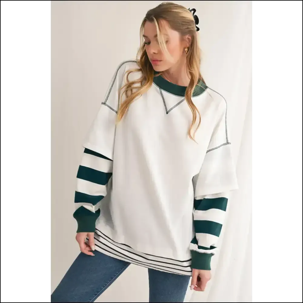 Chic White Striped Cloud-sweater: so Comfy, It's Practically Illegal 😇