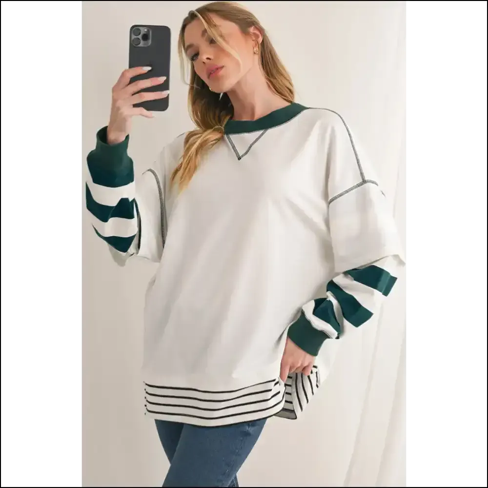 Chic White Striped Cloud-sweater: so Comfy, It's Practically Illegal 😇