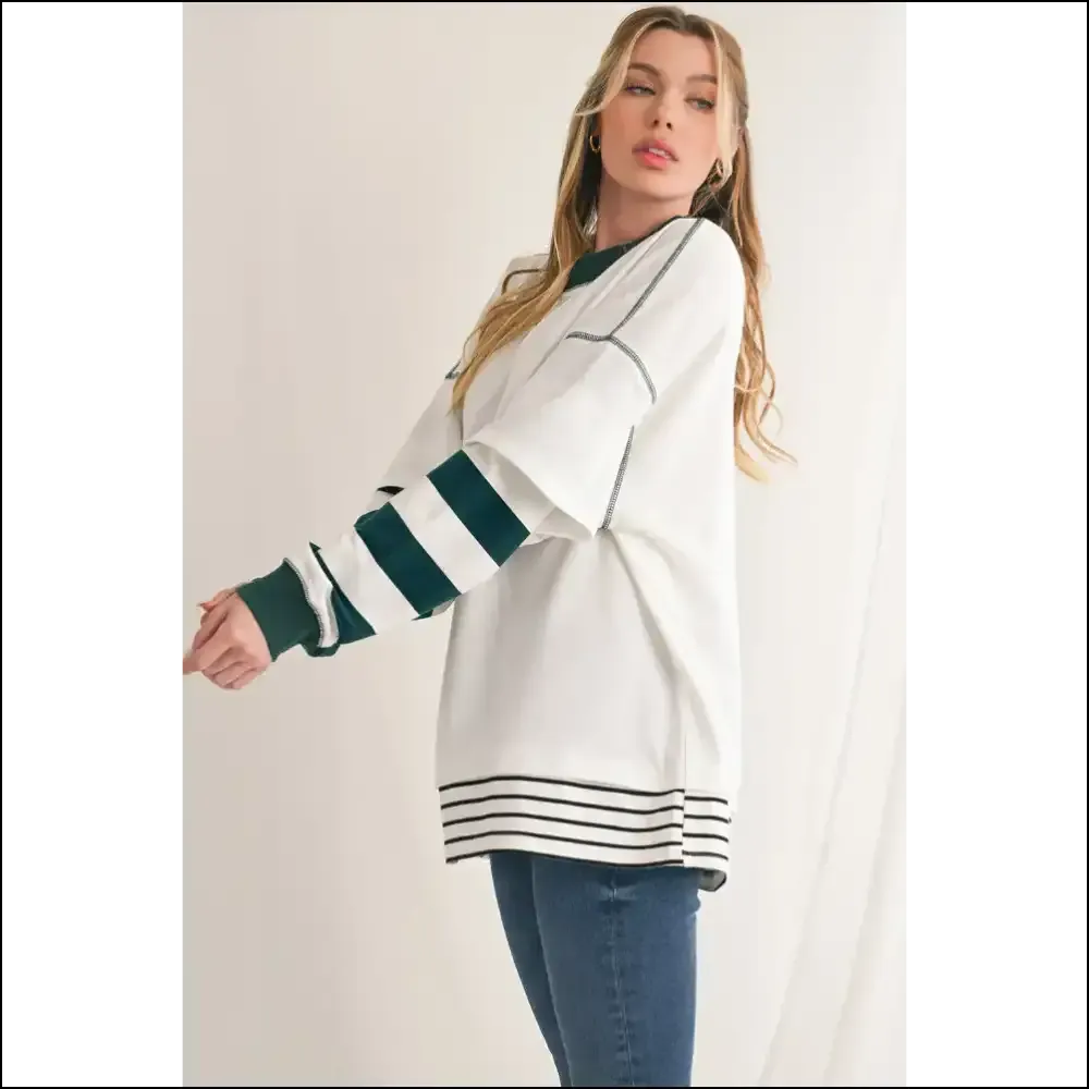 Chic White Striped Cloud-sweater: so Comfy, It's Practically Illegal 😇