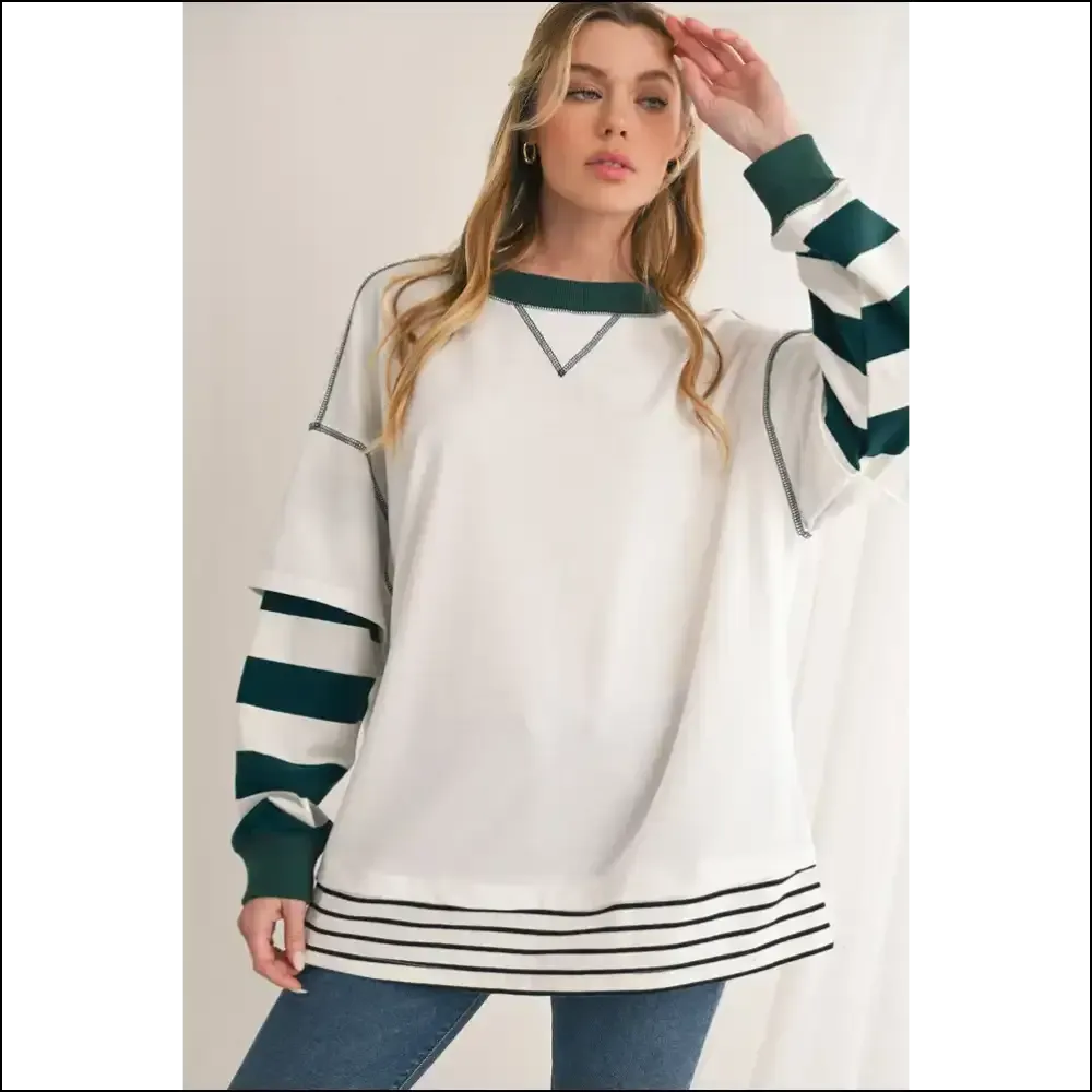 Chic White Striped Cloud-sweater: so Comfy, It's Practically Illegal 😇