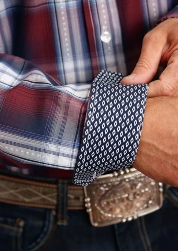 CL11-001-0579-3018 Mens Stetson L/S Plaid Good Luck Dobby