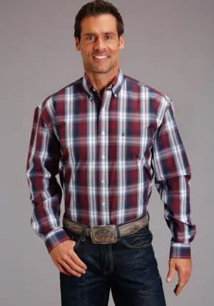 CL11-001-0579-3018 Mens Stetson L/S Plaid Good Luck Dobby