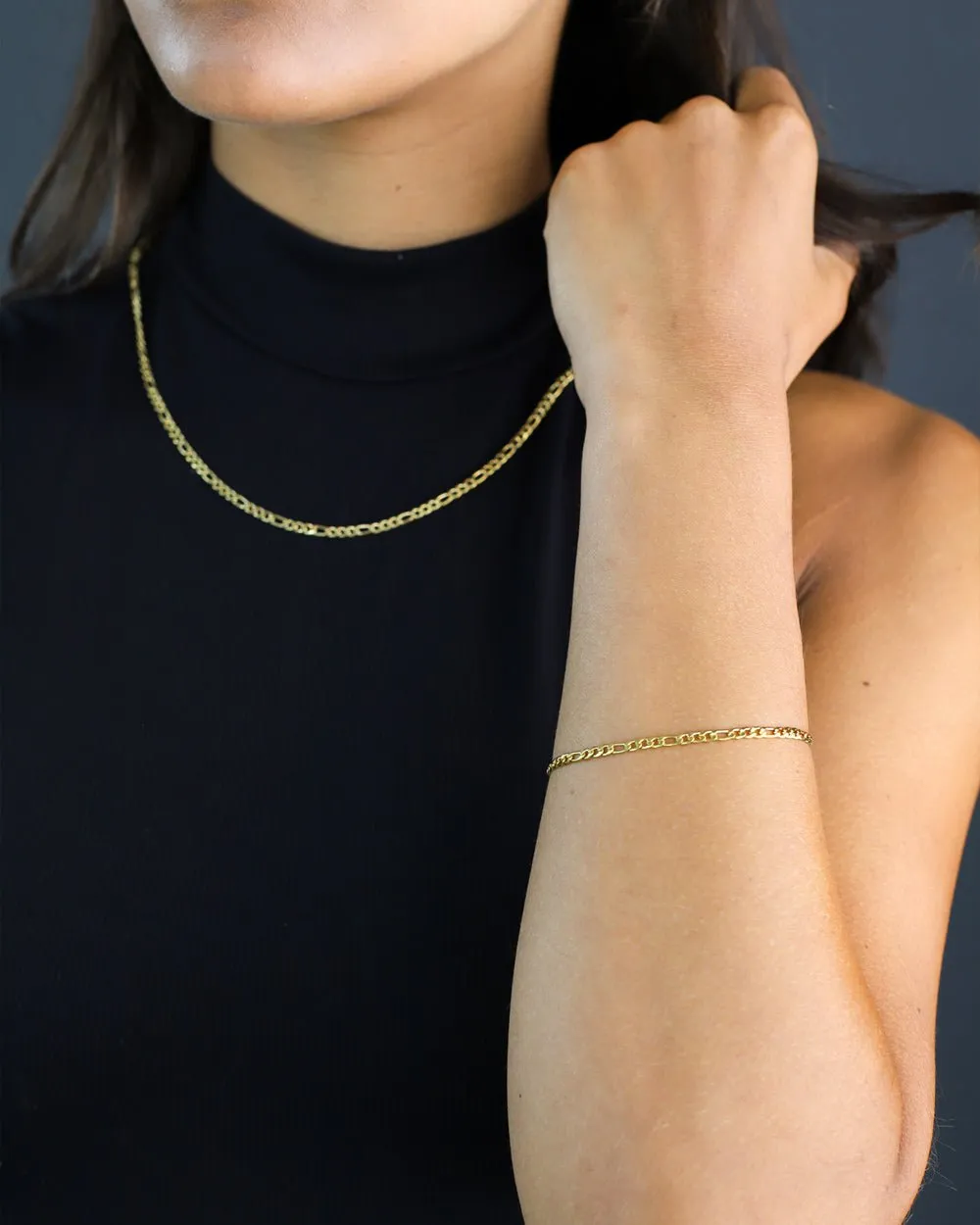 CLEAN FIGARO BRACELET. - 3MM GOLD