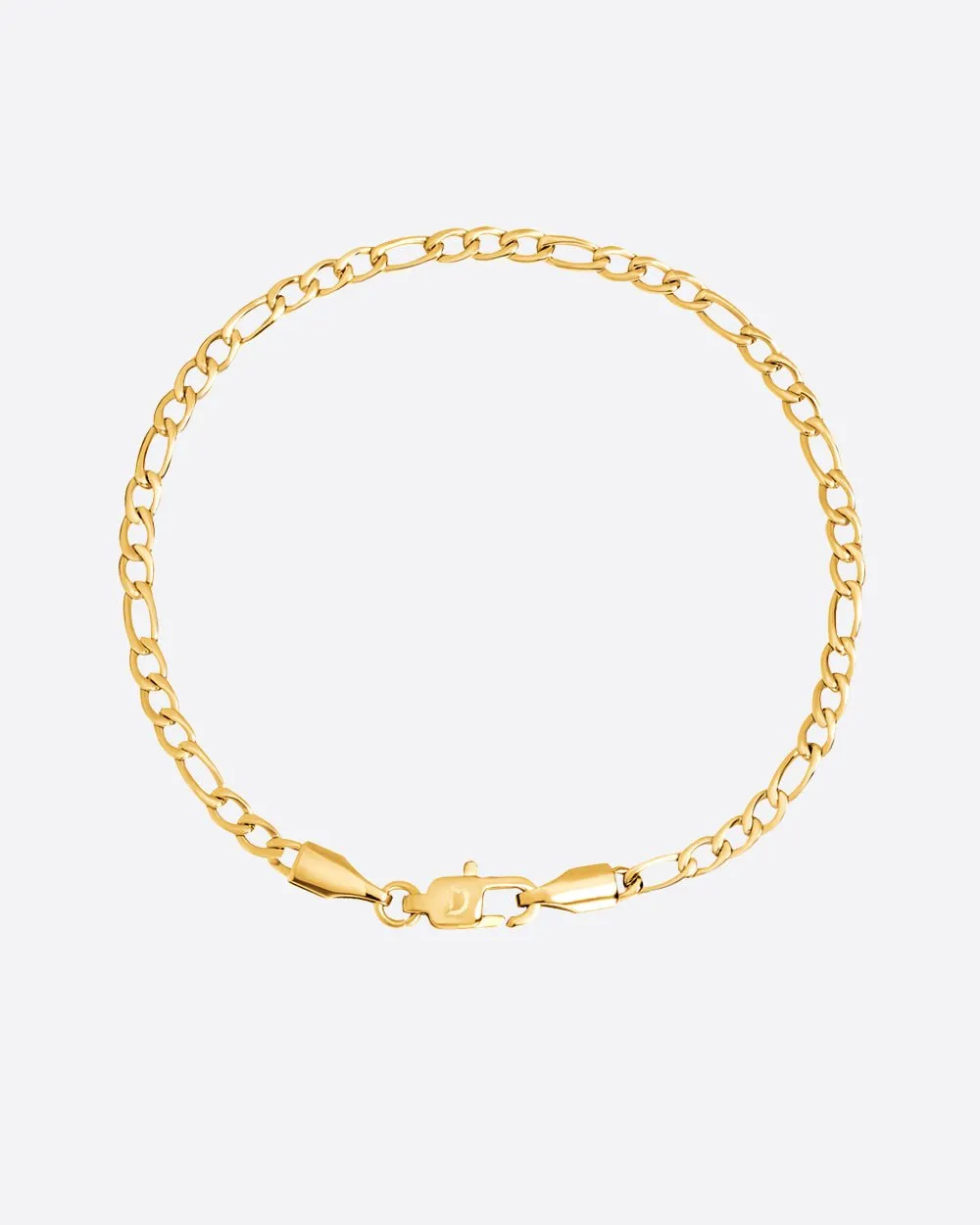 CLEAN FIGARO BRACELET. - 3MM GOLD