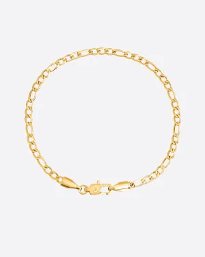 CLEAN FIGARO BRACELET. - 3MM GOLD