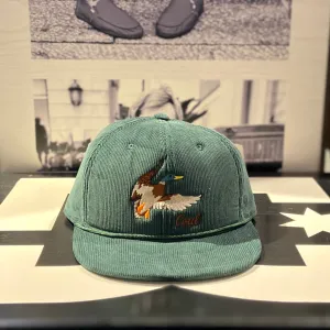 Coal Wilderness Low Corduroy Animal Snapback Cap - Dark Green Duck