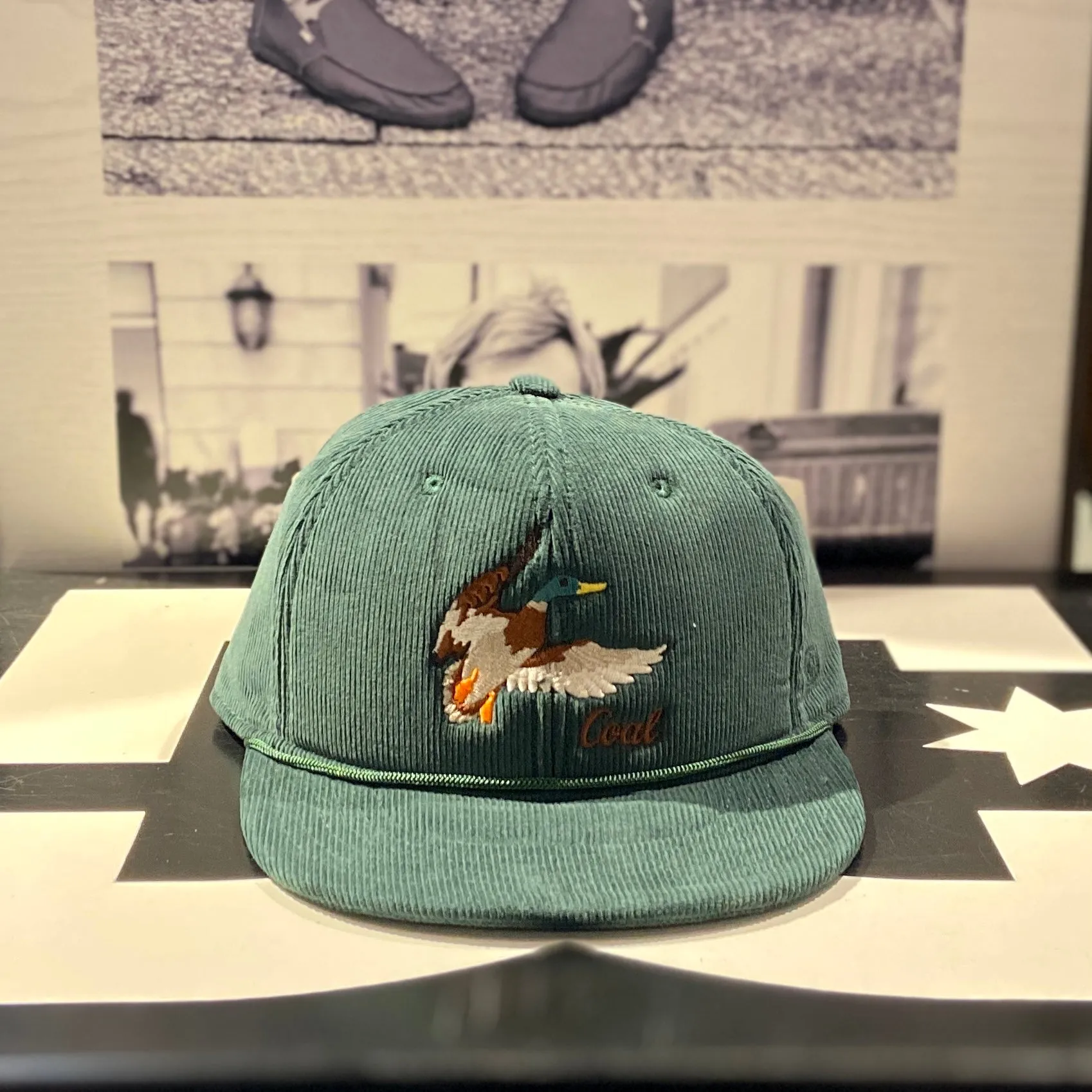 Coal Wilderness Low Corduroy Animal Snapback Cap - Dark Green Duck