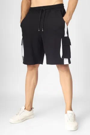 Contra Regular Fit Cargo Shorts (Black & White)
