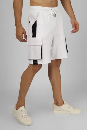 Contra Regular Fit Cargo Shorts (White & Black)