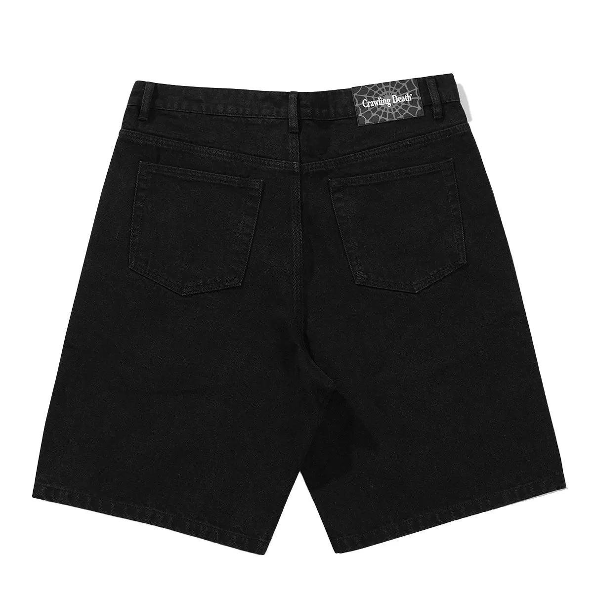 Crawling Death - Web Denim Shorts Black