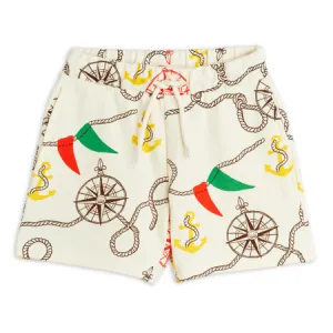 Cream & Red Nautical Print Nautical Shorts