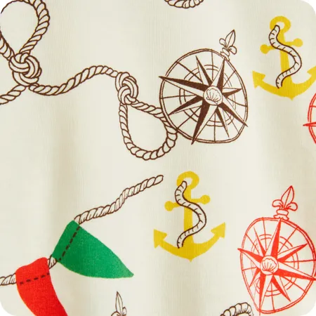 Cream & Red Nautical Print Nautical Shorts