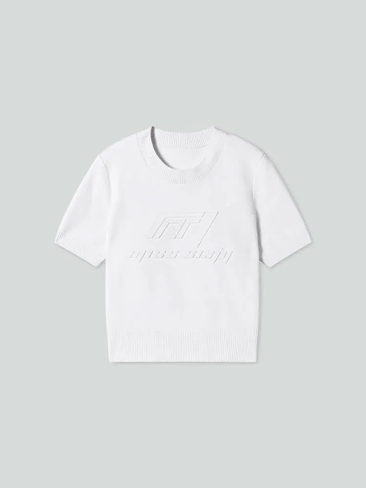 Crew Neck Knitted Top With Logo