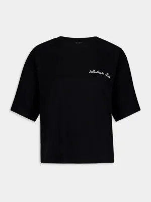 Cropped Balmain Signature T-Shirt