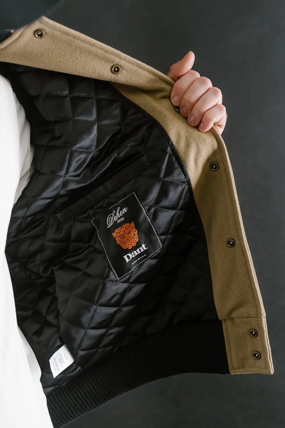 Dant x Dehen - Varsity Jacket - Camel, Black