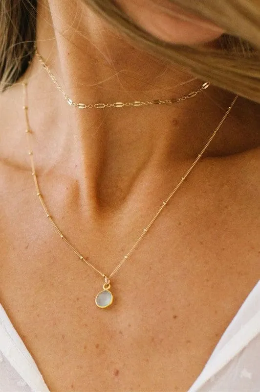 Delicate Disc Pendant Double Layered Necklace In Multiple Colors