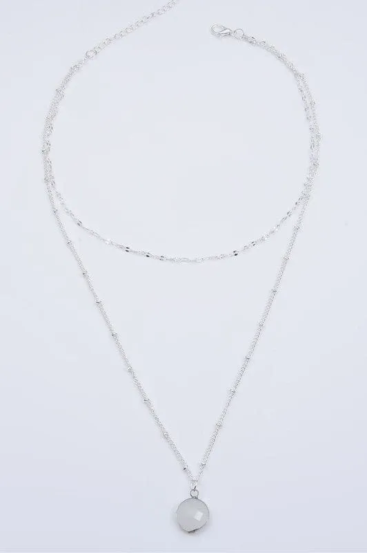 Delicate Disc Pendant Double Layered Necklace In Multiple Colors