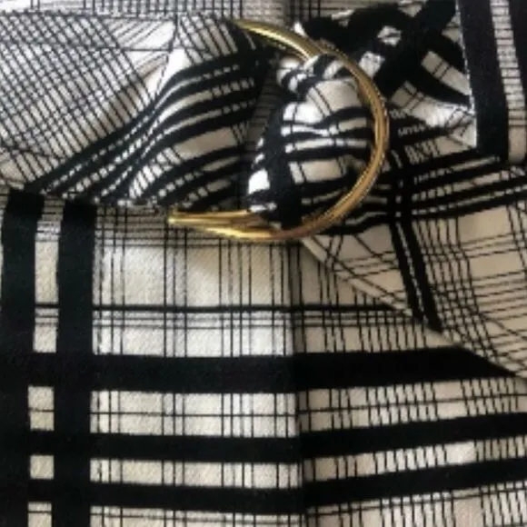 Diane Von Furstenberg High Waist Black White Plaid  Double D Loop Belted Shorts