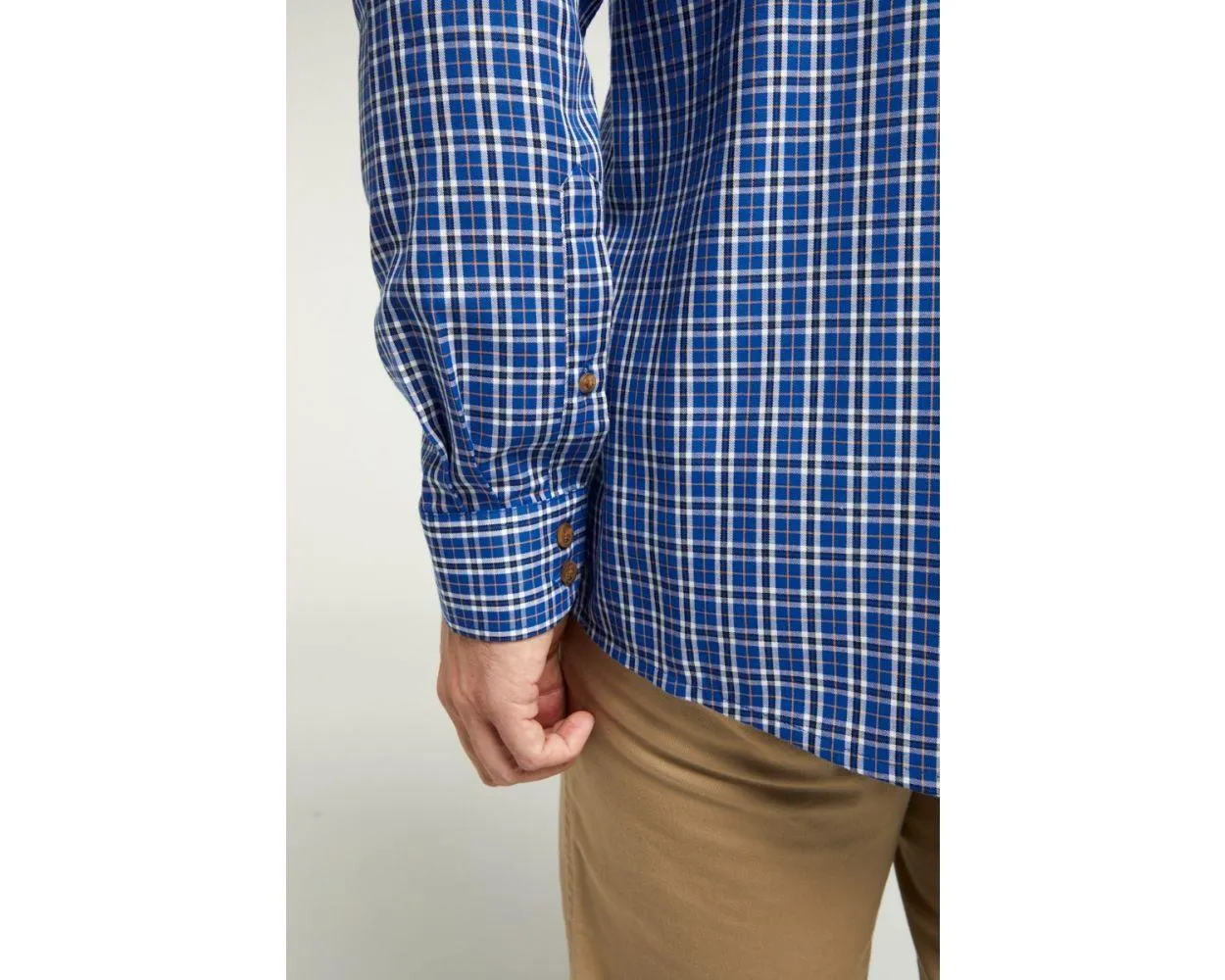 Double Two Men's Pure Cotton Bamboo Blend Twill Check Shirt in Royal Blue 2XL to 5XL
