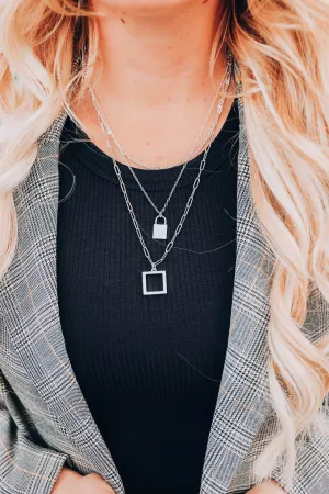 Down Rodeo Layered Necklace Set - Silver