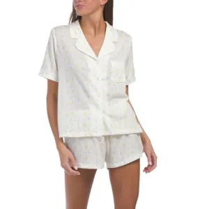 DREAMING OF JULES Lemon Notch Collar Lemon Top And Shorts Pajama Set