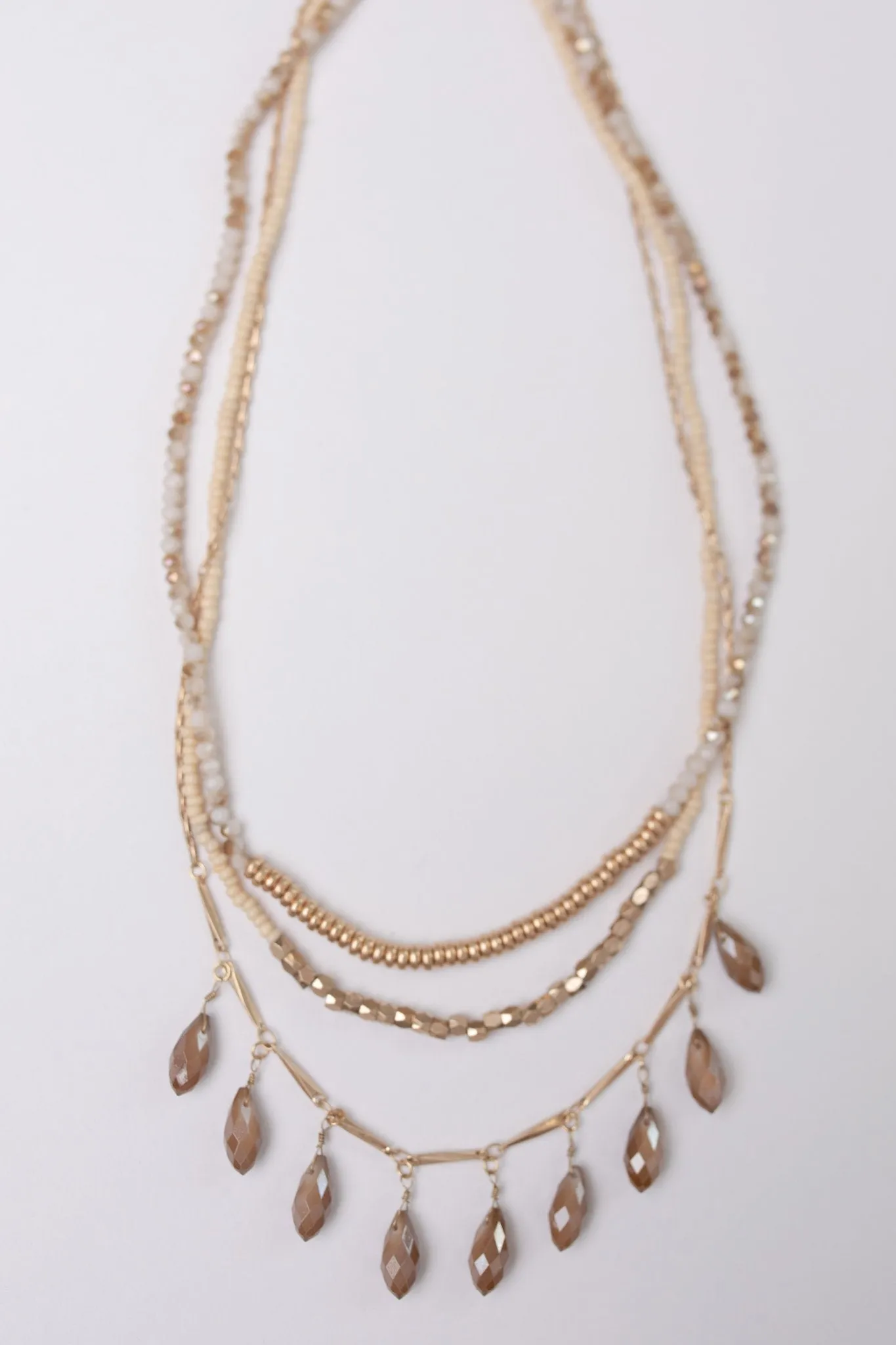 Droplets Of Crystal Layered Necklace