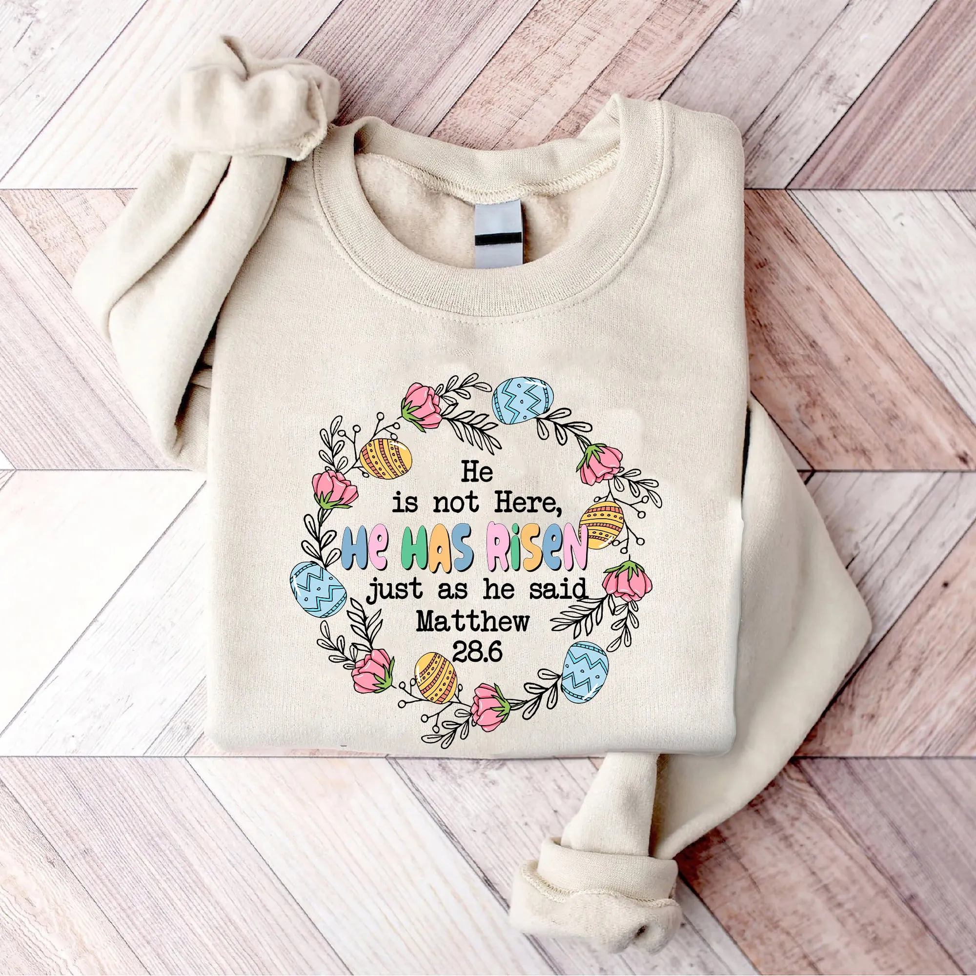 Easter Sweatshirt - He is not Here He has Risen T-shirt, Retro Crewneck