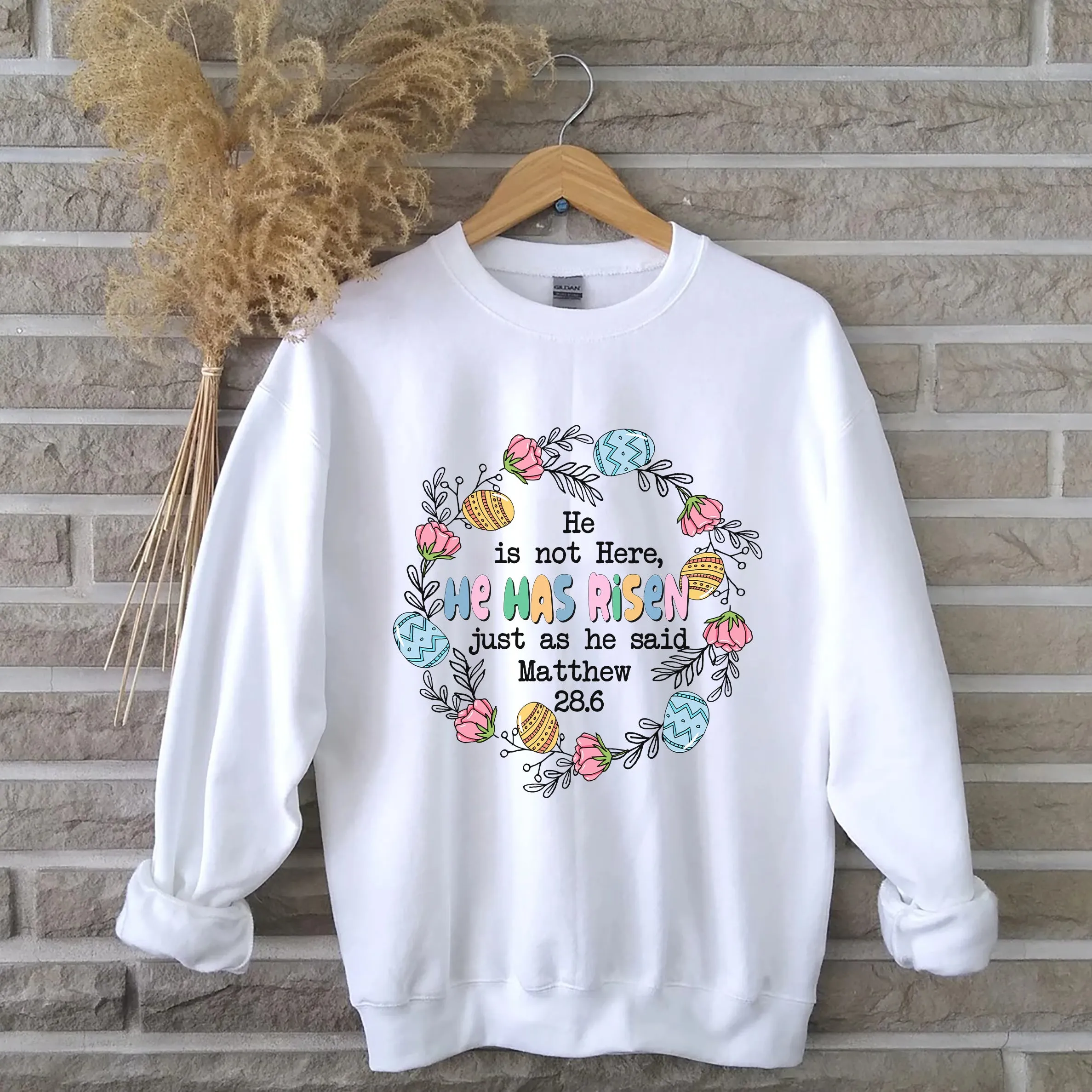 Easter Sweatshirt - He is not Here He has Risen T-shirt, Retro Crewneck