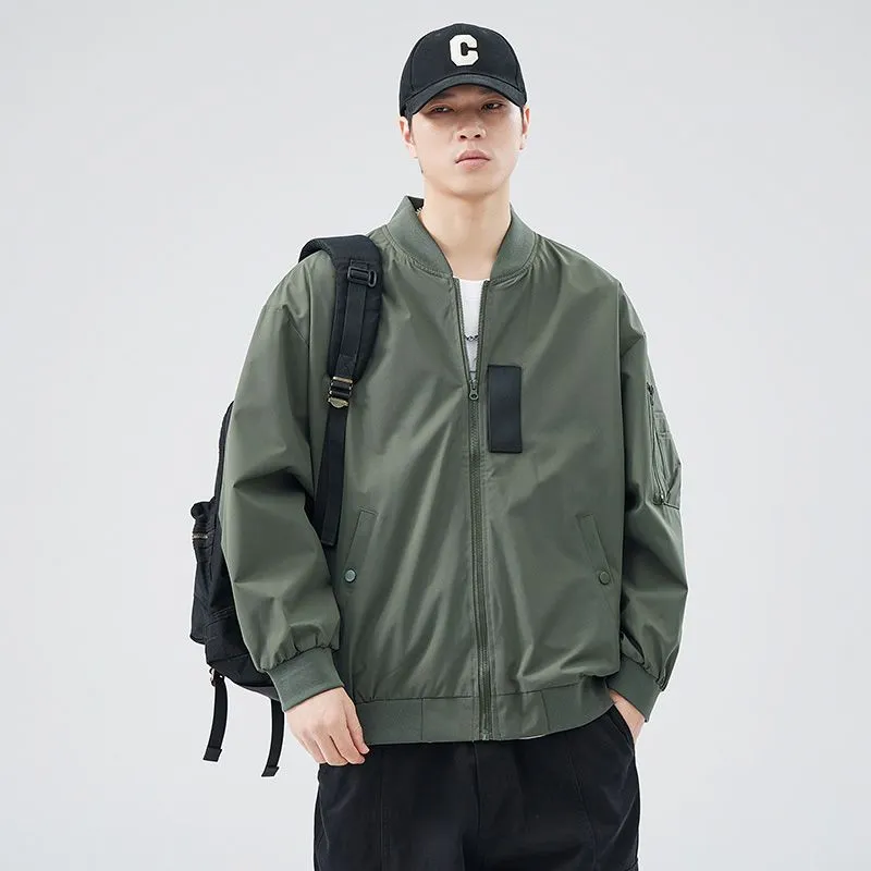Easy-to-clean Hooded Varsity Jacket for Men with Zip-up Closure