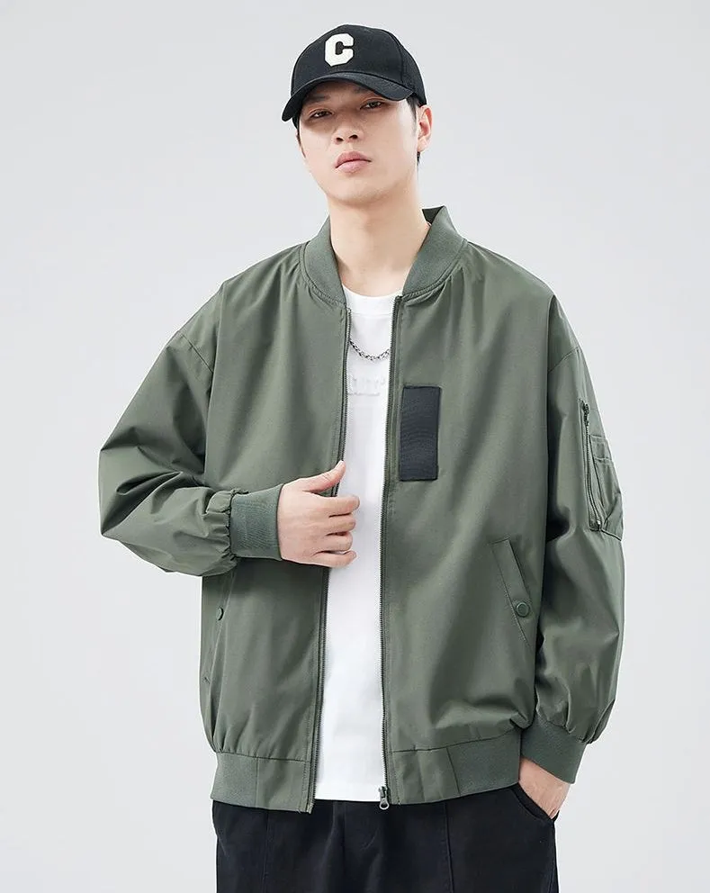Easy-to-clean Hooded Varsity Jacket for Men with Zip-up Closure
