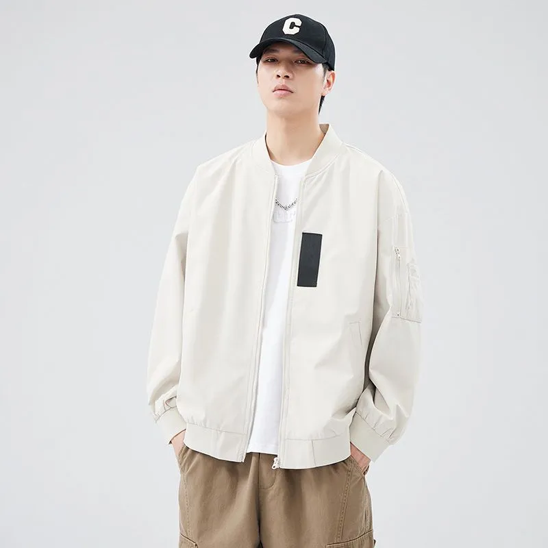 Easy-to-clean Hooded Varsity Jacket for Men with Zip-up Closure
