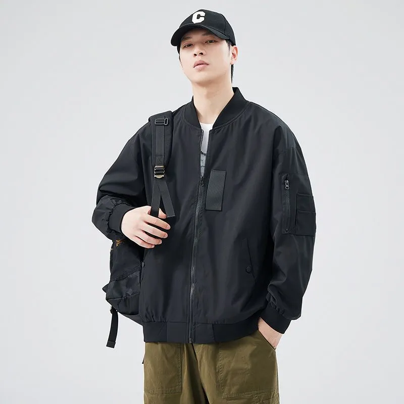 Easy-to-clean Hooded Varsity Jacket for Men with Zip-up Closure