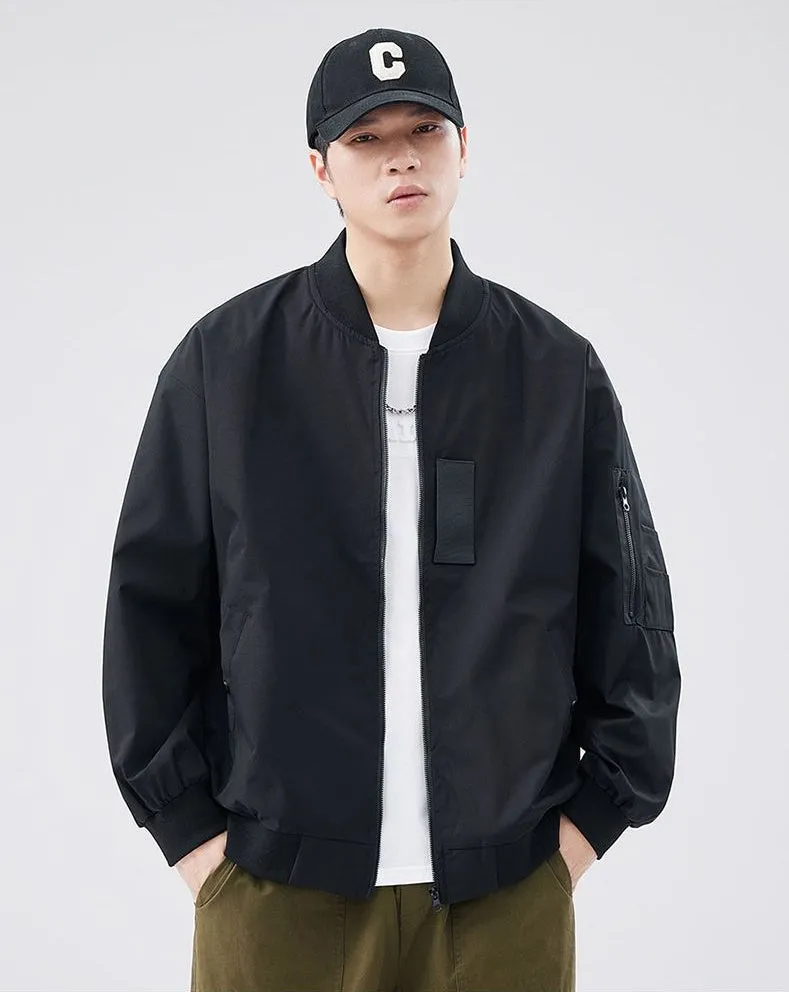 Easy-to-clean Hooded Varsity Jacket for Men with Zip-up Closure