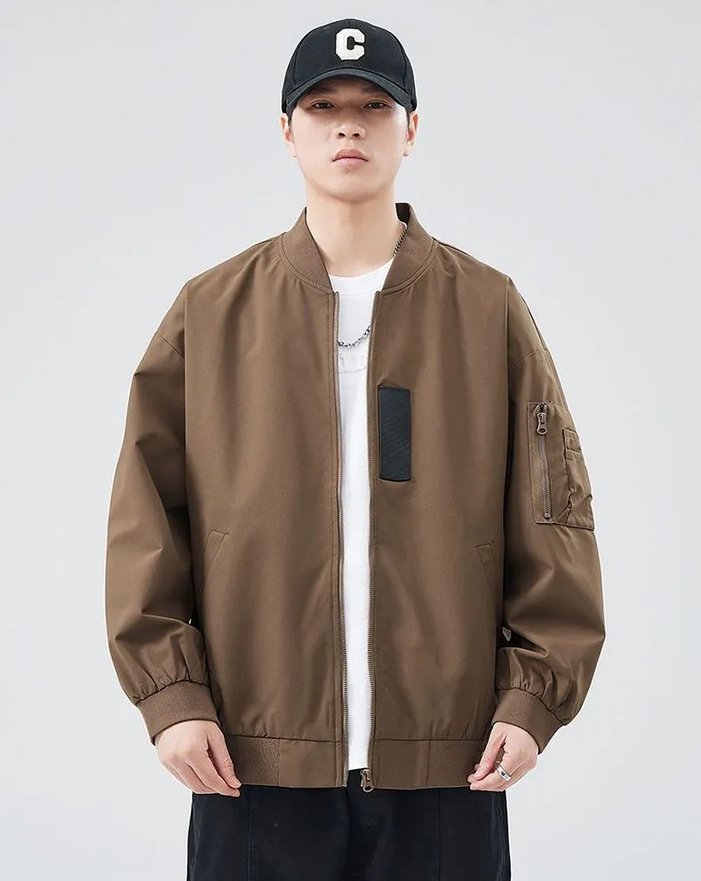 Easy-to-clean Hooded Varsity Jacket for Men with Zip-up Closure