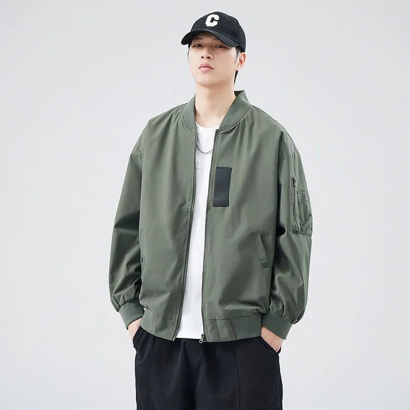 Easy-to-clean Hooded Varsity Jacket for Men with Zip-up Closure