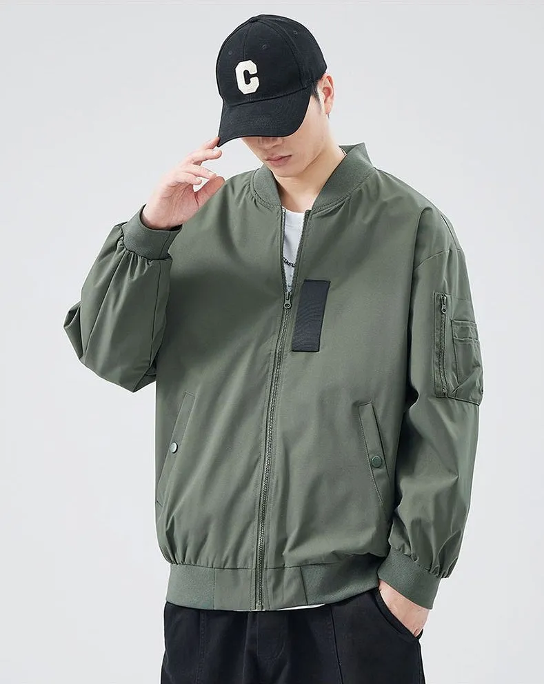 Easy-to-clean Hooded Varsity Jacket for Men with Zip-up Closure