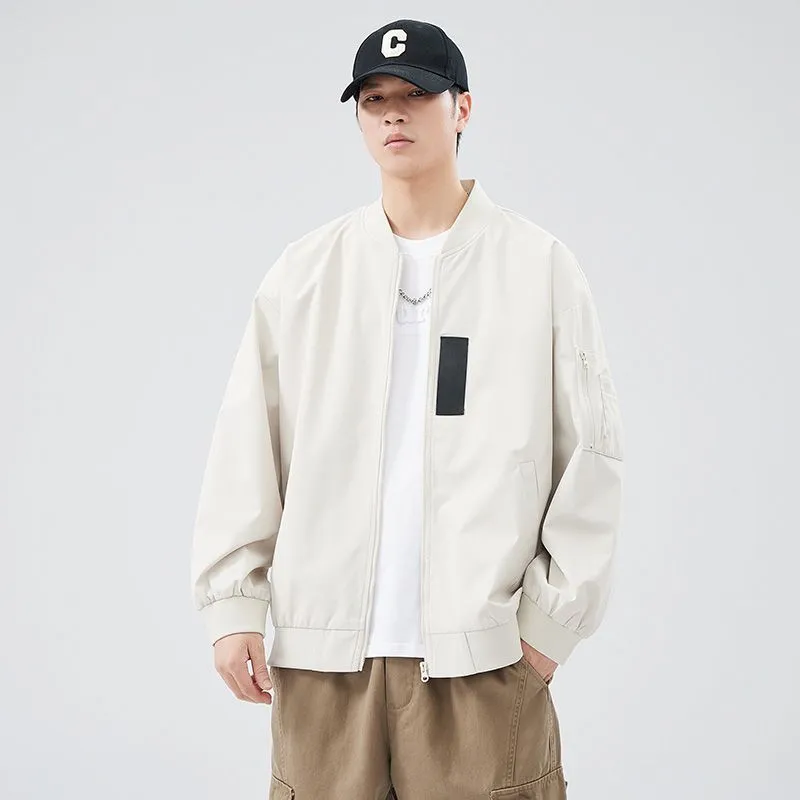 Easy-to-clean Hooded Varsity Jacket for Men with Zip-up Closure