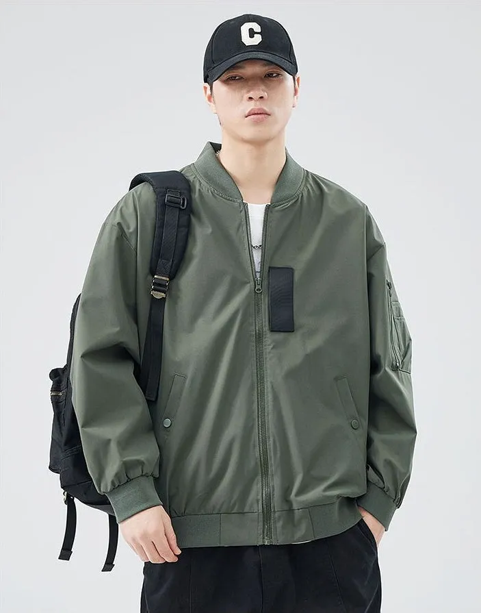 Easy-to-clean Hooded Varsity Jacket for Men with Zip-up Closure