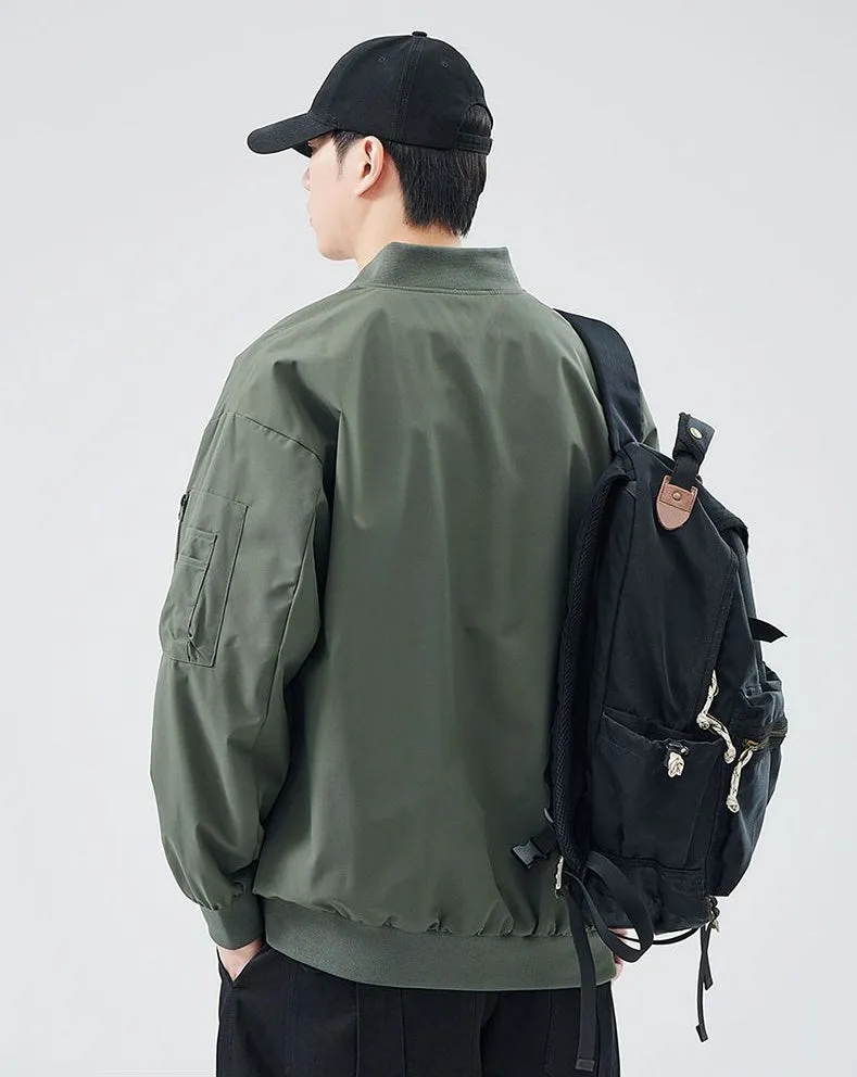 Easy-to-clean Hooded Varsity Jacket for Men with Zip-up Closure